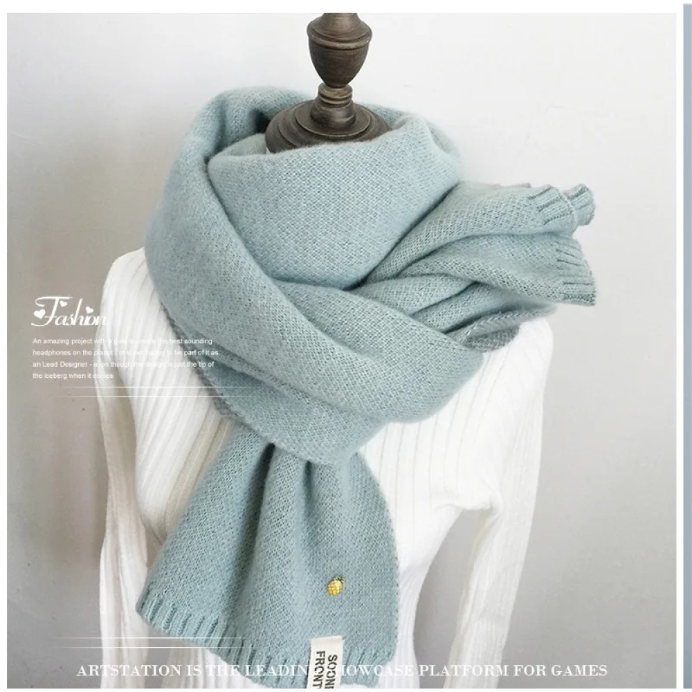 Women Solid Cashmere Scarves Lady Winter Thicken Warm Soft Pashmina Shawls Wraps Pink Black Female Knitted Wool Long Scarf