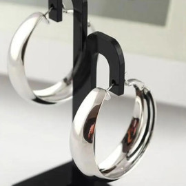 Gold silver plated Wide Alloy Hoop Earrings