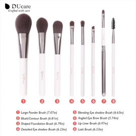 DUcare 8 PCS White Makeup Brushes professional brush Set Brushes for Makeup Powder Foundation Eyeshadow Brushes With Cylinder