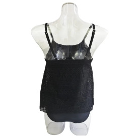 Women Black Tankini Tummy Control Swimwear Tank Top Retro Printed Swimsuit with Boyshorts Two Piece Bathing Suit