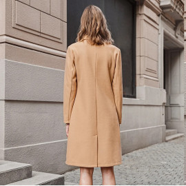 Simplee Elegant light tan autumn winter women coat