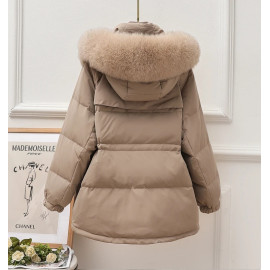 New Hooded Fur Collar Coat - Thicken Warm Feather Clothing Female Parka Overcoat