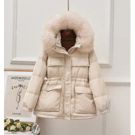 New Hooded Fur Collar Coat - Thicken Warm Feather Clothing Female Parka Overcoat