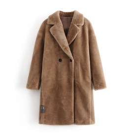 Wixra Womens Coat Ladies Faux Mink Fur Outwear Long Jacket Loose Street Style Warm Overcoat Autumn Winter