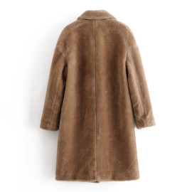 Wixra Womens Coat Ladies Faux Mink Fur Outwear Long Jacket Loose Street Style Warm Overcoat Autumn Winter
