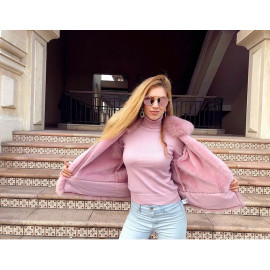 Maylofuer Leather Jacket Women - Real and Natural Fox Fur Coat Slim Full Pelt Fur Coats for Winter