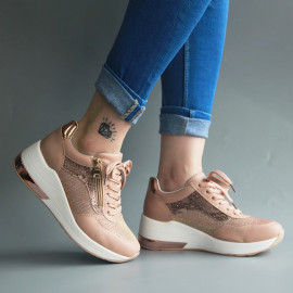 Casual Platform Wedge Fashion Sneaker With Zipper