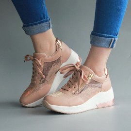 Casual Platform Wedge Fashion Sneaker With Zipper