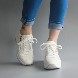 Casual Platform Wedge Fashion Sneaker With Zipper
