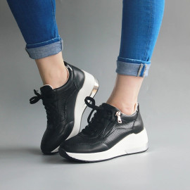Casual Platform Wedge Fashion Sneaker With Zipper