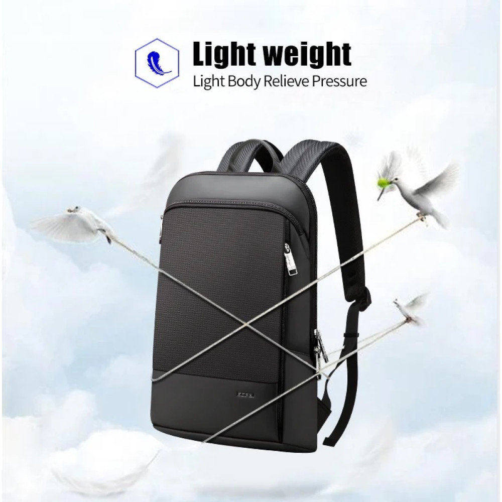 BOPAI Slim Laptop Backpack Men 15.6 inch Office Work Men Backpack Business Bag Unisex Black Ultralight Backpack Thin Back Pack
