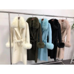 OFTBUY 2020 Real Fur Coat Winter Jacket - Women Natural Fox Fur Collar Cashmere Wool Long Outerwear