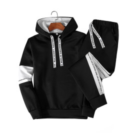 White Black Men Hoodie Set