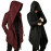 Steampunk Men Gothic Hooded Irregular Red Black Trench Coat
