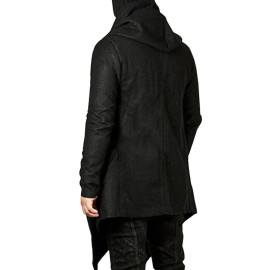Steampunk Men Gothic Hooded Irregular Red Black Trench Coat