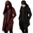 Steampunk Men Gothic Hooded Irregular Red Black Trench Coat
