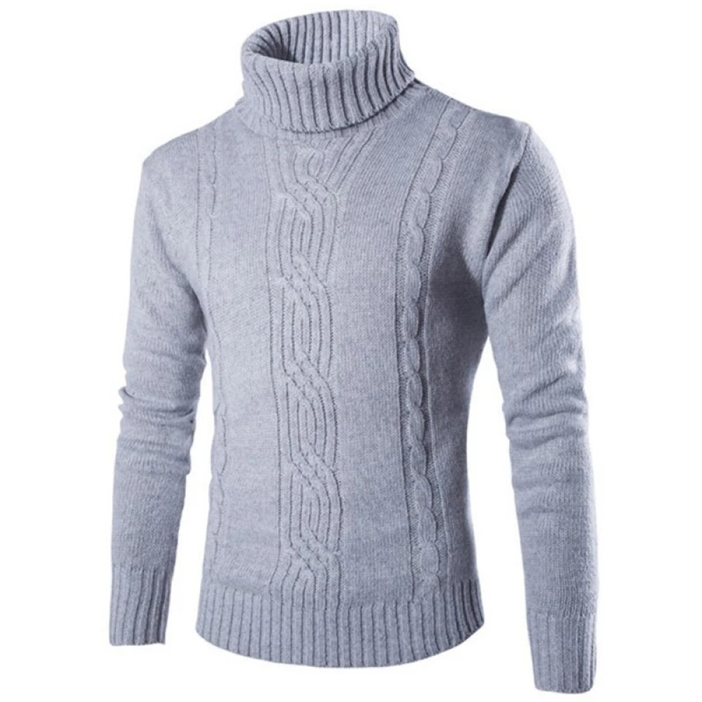 Covrlge Male Sweater Pullover Slim Warm Solid High Lapel Jacquard Hedging British Men's Clothing Mens Turtleneck
