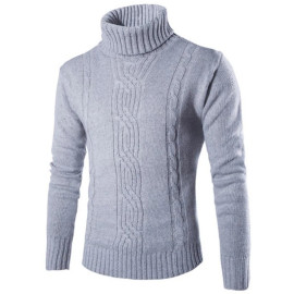 Covrlge Male Sweater Pullover Slim Warm Solid High Lapel Jacquard Hedging British Men's Clothing Mens Turtleneck