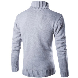 Covrlge Male Sweater Pullover Slim Warm Solid High Lapel Jacquard Hedging British Men's Clothing Mens Turtleneck
