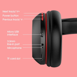 AUSDOM M09 Bluetooth Headphone Over-Ear Wired Wireless Headphones Foldable Bluetooth 5.0 Stereo Headset with Mic Support TF Card