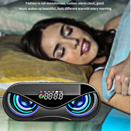 M6 Cool Owl Design Bluetooth Speaker LED Flash Wireless Loudspeaker FM Radio Alarm Clock TF Card Support Select Songs By Number