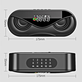 M6 Cool Owl Design Bluetooth Speaker LED Flash Wireless Loudspeaker FM Radio Alarm Clock TF Card Support Select Songs By Number