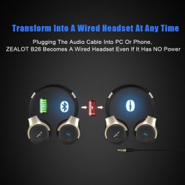 ZEALOT B26T Wireless Headphones for Computer Phone Bluetooth Earphone Stereo Bass Gaming Headset with Mic, Support TF card