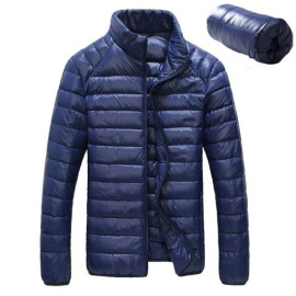 Autumn Winter Down Jacket Men Casual Stand Collar Ultra Light Parka Coat Portable Outwear Windproof White Duck Down Jacket 6XL