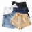 Streamgirl Denim Shorts Women's White Women Short Jeans Khaki Wide Leg Elastic Waist Vintage High Waist Shorts Women Summer