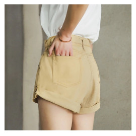 Streamgirl Denim Shorts Women's White Women Short Jeans Khaki Wide Leg Elastic Waist Vintage High Waist Shorts Women Summer