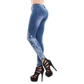 Plus size women embroidery long jeans blue denim pencil pants skinny high waist autumn with pockets streetwear vaqueros mujer