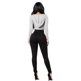 New Spring and Autumn Women's Fashion High Waist Stretch Slim Jeans Ms Black White Casual Woman Pencil Jeans