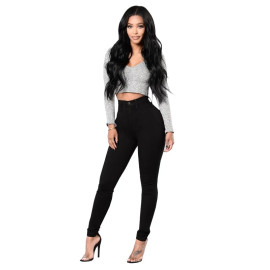 New Spring and Autumn Women's Fashion High Waist Stretch Slim Jeans Ms Black White Casual Woman Pencil Jeans