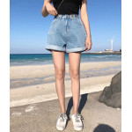 Garemay Women's Denim Shorts Classic Vintage High Waist Blue Wide Leg Female Caual Summer Ladies Shorts Jeans For Women