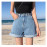 Garemay Women's Denim Shorts Classic Vintage High Waist Blue Wide Leg Female Caual Summer Ladies Shorts Jeans For Women