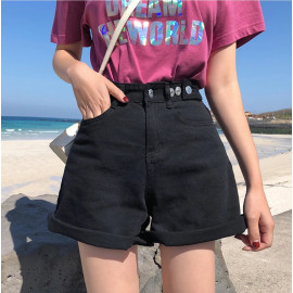Garemay Women's Denim Shorts Classic Vintage High Waist Blue Wide Leg Female Caual Summer Ladies Shorts Jeans For Women