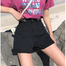 Garemay Women's Denim Shorts Classic Vintage High Waist Blue Wide Leg Female Caual Summer Ladies Shorts Jeans For Women