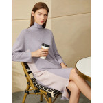 Amii Minimalism Winter French Style Women's fashion Sweater - Dress Loose Knee-length Knitting Dress Women's Dress 