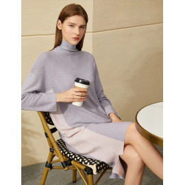 Amii Minimalism Winter French Style Women's fashion Sweater - Dress Loose Knee-length Knitting Dress Women's Dress