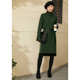 Amii Minimalism Winter French Style Women's fashion Sweater - Dress Loose Knee-length Knitting Dress Women's Dress 
