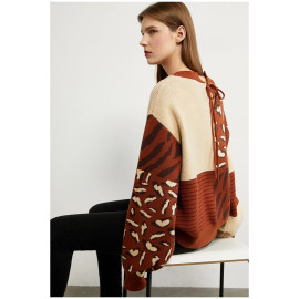 Amii Minimalism Autumn Winter Fashion Sweaters For Women - Causal Onck Printed Loose Women's Sweater Women's sweater