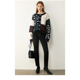 Amii Minimalism Autumn Winter Fashion Sweaters For Women - Causal Onck Printed Loose Women's Sweater Women's sweater