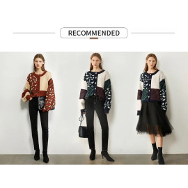Amii Minimalism Autumn Winter Fashion Sweaters For Women - Causal Onck Printed Loose Women's Sweater Women's sweater
