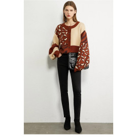 Amii Minimalism Autumn Winter Fashion Sweaters For Women - Causal Onck Printed Loose Women's Sweater Women's sweater