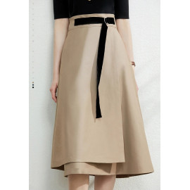 AMII Minimalism Autumn Fashion Solid Belt Women's  Skirt 