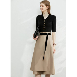 AMII Minimalism Autumn Fashion Solid Belt Women's  Skirt 