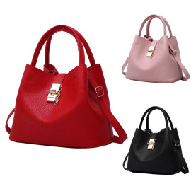 2Pcs Shoulder Handbag Fashion Elegant Women's Leather Hasp Lock Solid Shoulder Buns Mother Bag with Handbag sac transparant