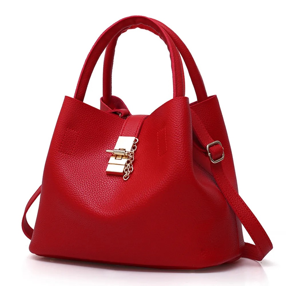 2Pcs Shoulder Handbag Fashion Elegant Women's Leather Hasp Lock Solid Shoulder Buns Mother Bag with Handbag sac transparant