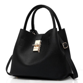 2Pcs Shoulder Handbag Fashion Elegant Women's Leather Hasp Lock Solid Shoulder Buns Mother Bag with Handbag sac transparant
