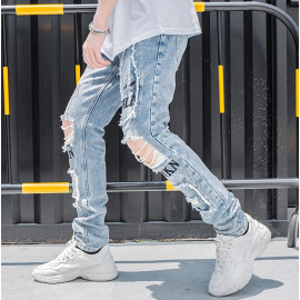 Aelfric Eden Reflective Men Hip Hop Jeans Skinny Ripped Vintage Biker Jogger Distressed Hole Baggy Denim Slim Fit Casual Pants